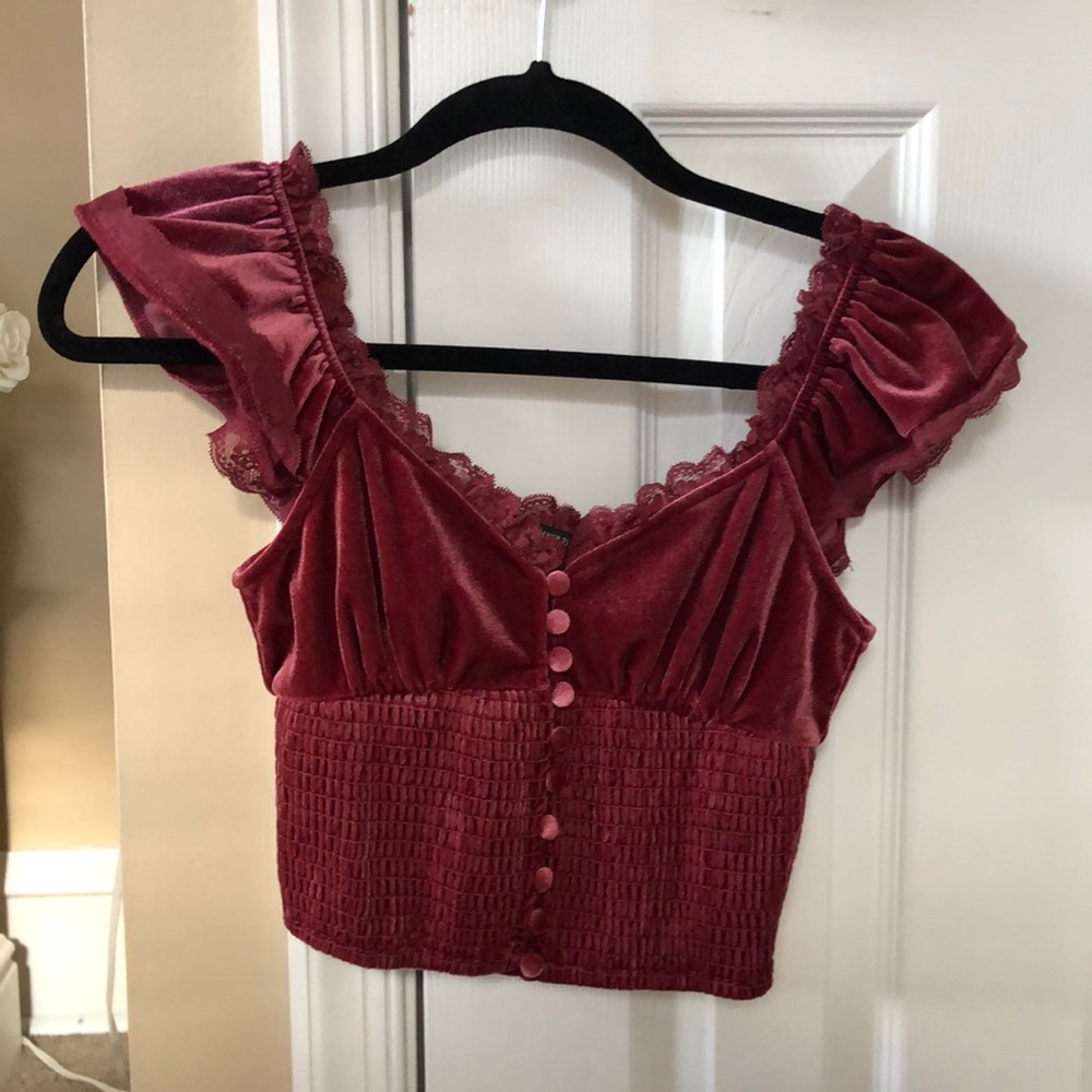 Forever 21 Velvet Lace Crop Top